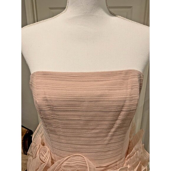 HALSTON HERITAGE Strapless Ruffle Dress Size 6 Pink NWT $595 - Picture 5 of 11